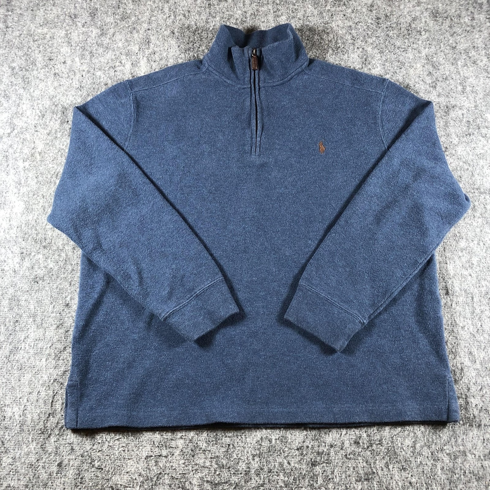 Polo Ralph Lauren Sweater Mens L Blue 1/4 Zip Cotton Pullover